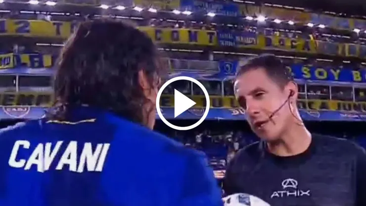 El inesperado pedido del árbitro a Cavani tras la victoria ante Racing. Foto: Captura