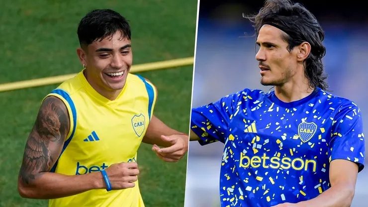 Hay nueva dupla: Langoni y Cavani serán titulares vs. Racing. Foto: Boca Oficial/Getty