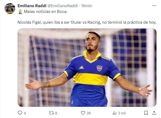 La información que brindó Emiliano Raddi.