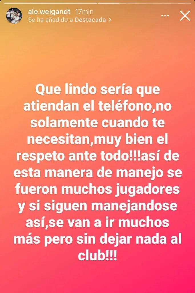 La nueva historia del padre de Weigandt. (Captura)