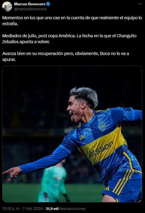 El Changuito sigue recuperándose.