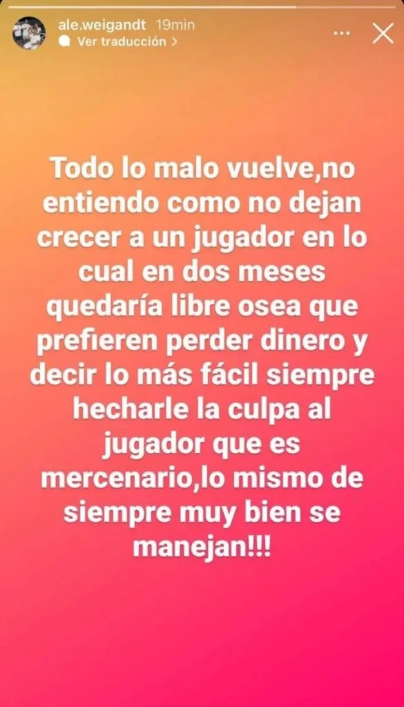Las duras palabras del padre de Marcelo Weigandt. (Captura)
