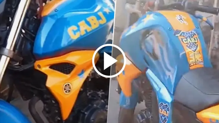 La moto del hincha que viaja a ver a Boca.