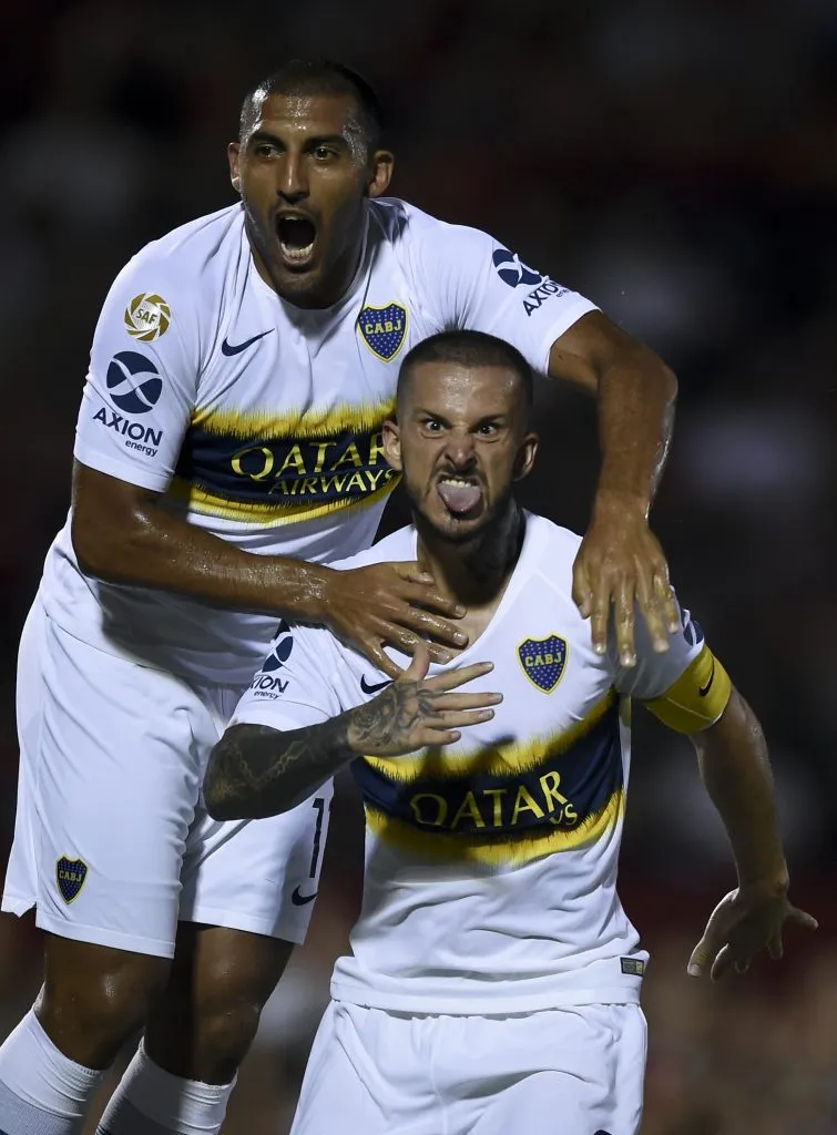La camiseta alternativa de Boca durante la temporada 2018-2019 (Getty Images)