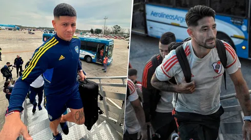 Los planteles de Boca y River se cruzaron en el aeropuerto.