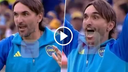 El festejo de Diego Martínez al gol de Cavani