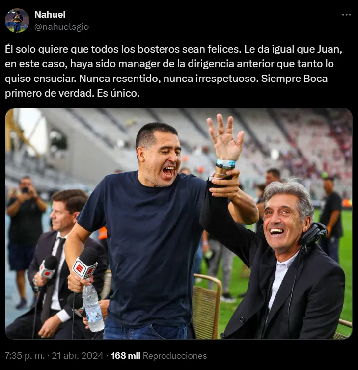 La foto de Riquelme y Juan Simón que subió un hincha de Boca.