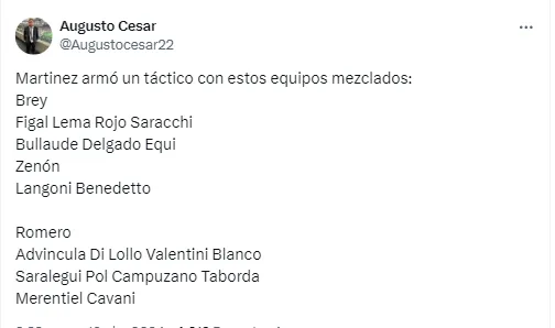 Los dos equipos que paró Diego Martínez. (Augusto César, en Twitter)