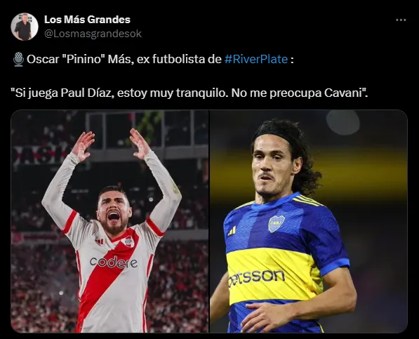 La opinión de Pinino Más sobre Edinson Cavani. (Captura)