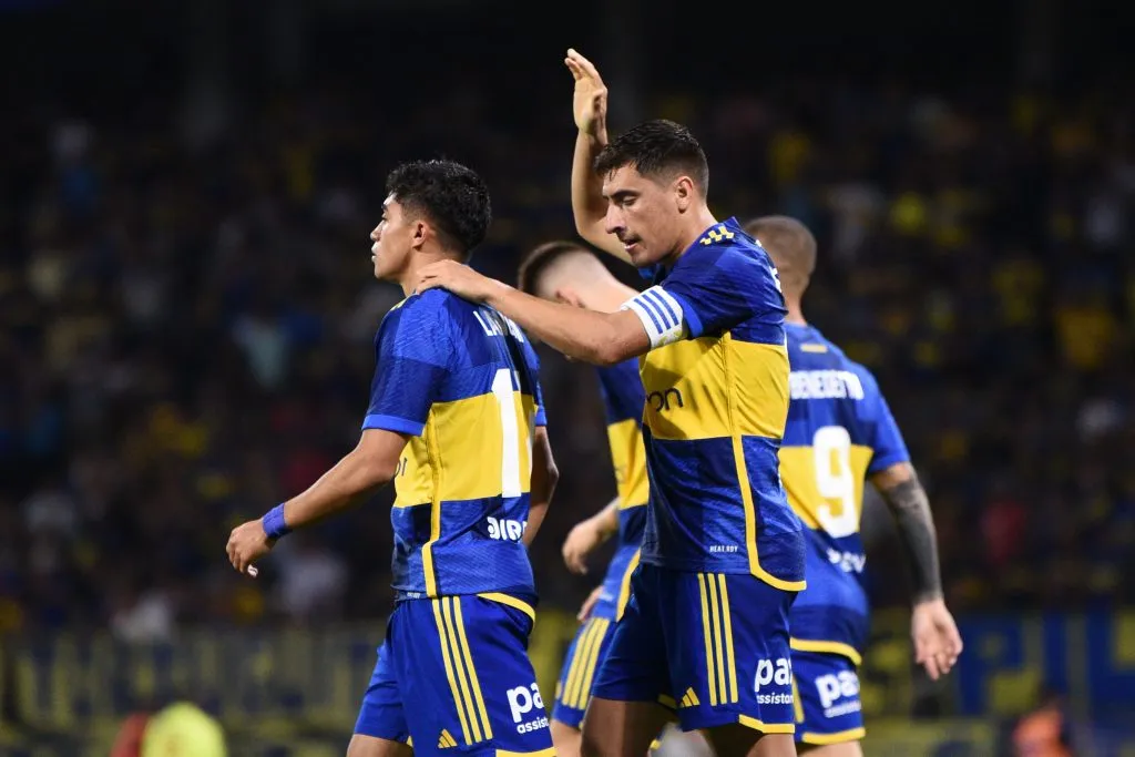 Luca Langoni y Miguel Merentiel en Boca (Getty Images)