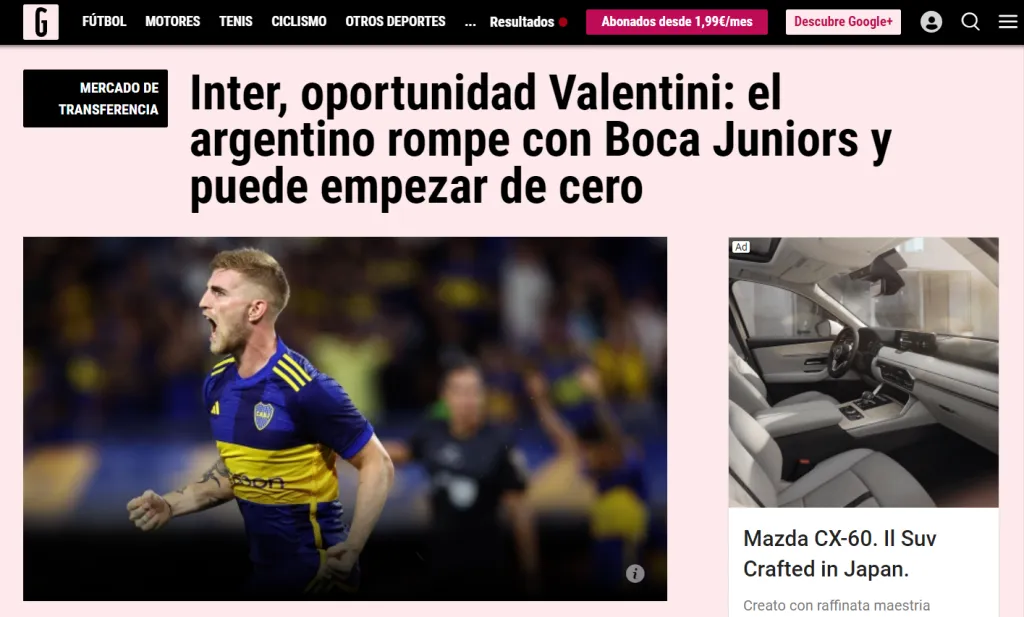 Inter de Milán sigue de cerca a Nicolás Valentini.