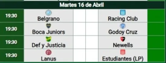 Los partidos determinantes de la fecha 14° de la zona B de la Copa de la Liga