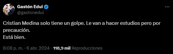 Medina habría sufrido solo un golpe. (Captura)