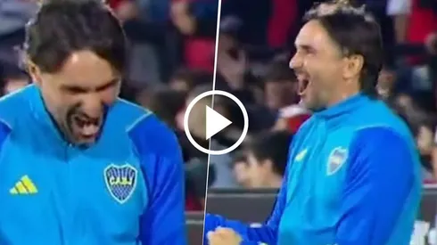 El festejo de Diego Martínez al tercer gol de Boca