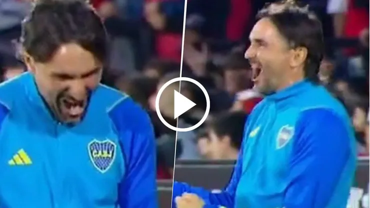 El festejo de Diego Martínez al tercer gol de Boca
