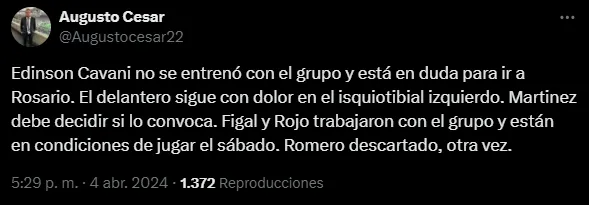 Las noticias de Boca en el último entrenamiento. (Captura)