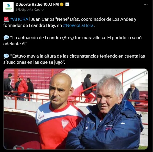 La opinión del formador de Brey. (Captura)