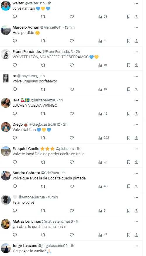 Los hinchas pidieron la vuelta de Nández