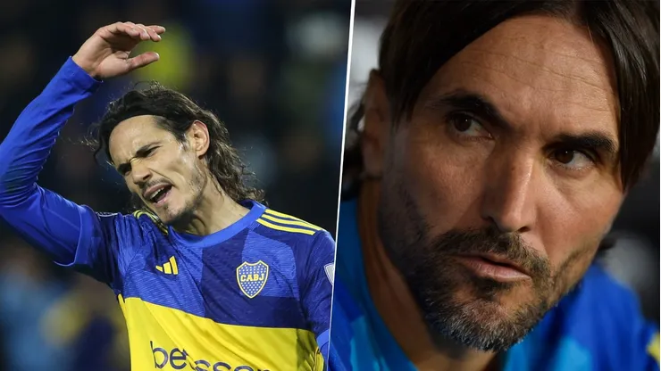 Diego Martínez y Edinson Cavani en Boca