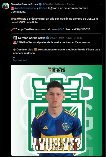 Campuzano se va de Boca. (Captura)