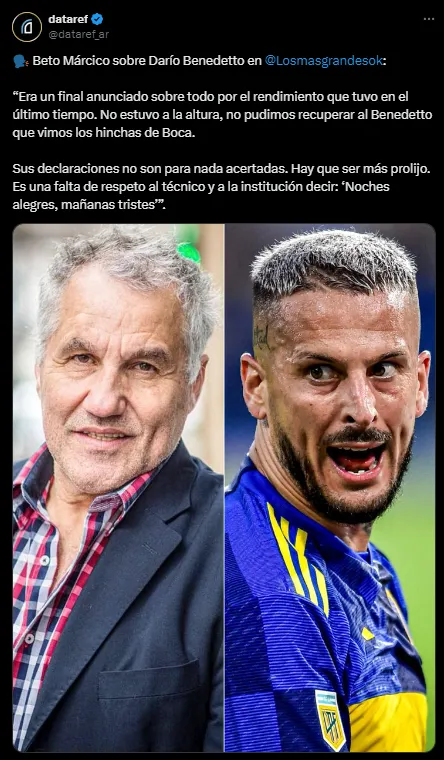 Márcico fue sincero sobre Benedetto. (Captura)