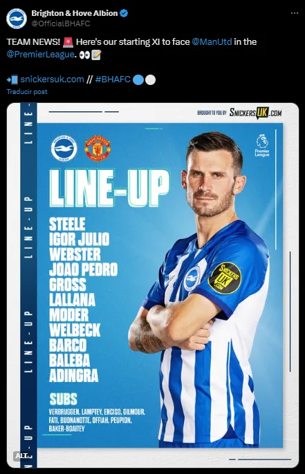 Barco titular ante Manchester United. (Captura)