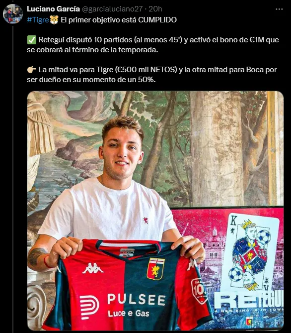 Mateo Retegui cumplió el primer objetivo. (Captura)