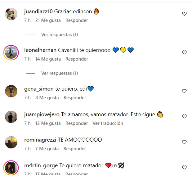 El apoyo de los hinchas a Cavani.