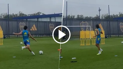 Cavani marcó un golazo que había practicado en Boca.