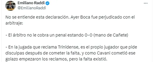 Emiliano Raddi, en Twitter.