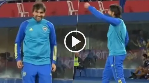 El festejo de Diego Martínez al gol de Cavani