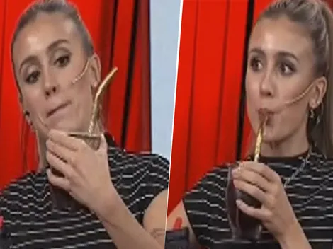 Morena Beltrán mostró el termo de Lucas Blondel y sorprendió a todos por uno de los stickers