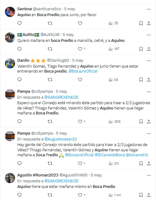 Los hinchas de Boca piden por Claudio Aquino.