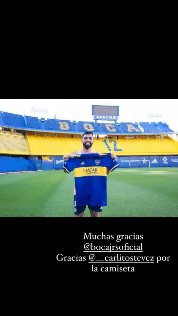 Gabigol con la camiseta de Boca.