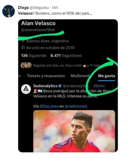 El like de Velasco en 2023.
