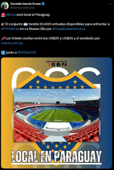 Las entradas de Boca vs. Trinidense. (Captura)
