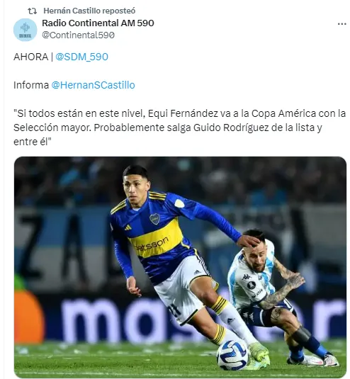 Equi Fernández estaría en la Copa América.