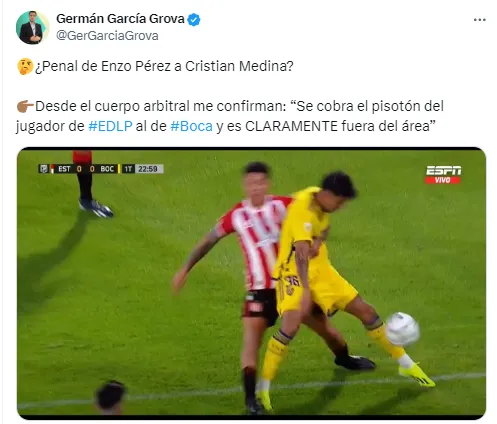 El pisotón de Enzo Pérez a Cristian Medina.