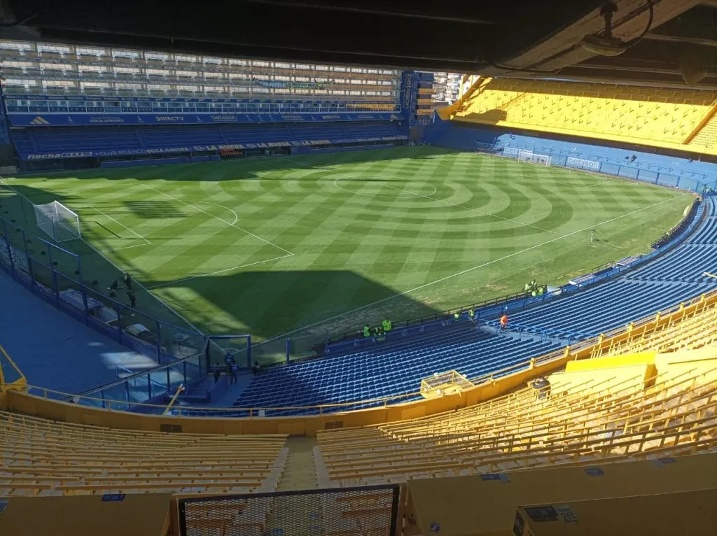 Así luce el campo de juego de Boca para el encuentro de Las Gladiadoras.