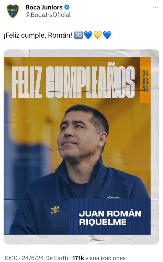 El detalle de la cuenta oficial.