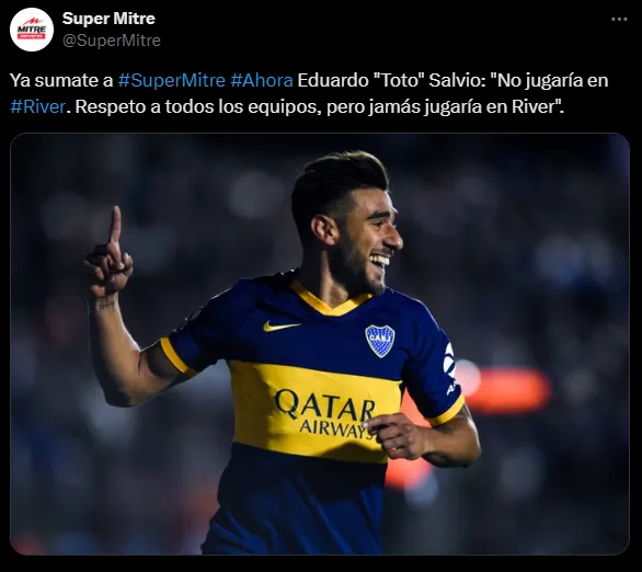 Salvio fue contundente acerca de jugar en River. (Captura)