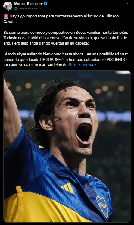 Cavani piensa en su futuro. (Captura)