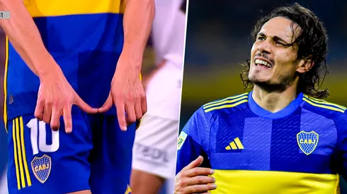 El festejo de Cavani en el triunfo ante Vélez.