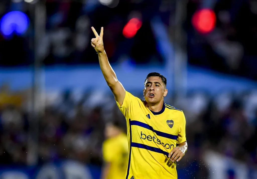 Merentiel y su clásico festejo en Boca (Getty Images)