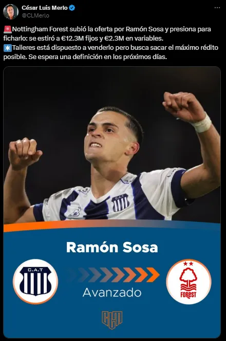 Sosa jugaría en la Premier League.