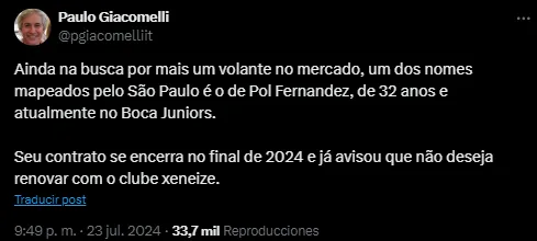 Desde Brasil hablan de Pol a San Pablo.
