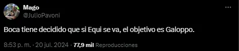 Boca iría por Galoppo si se va Equi.