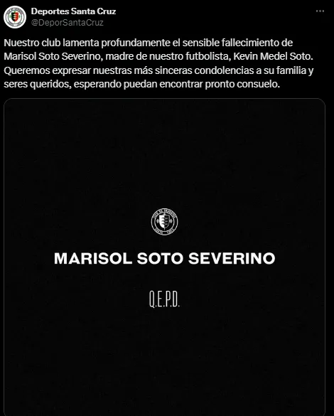 El mensaje por el fallecimiento de la madre de Gary Medel.