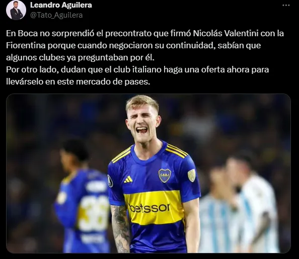 La postura de Boca. (Captura)