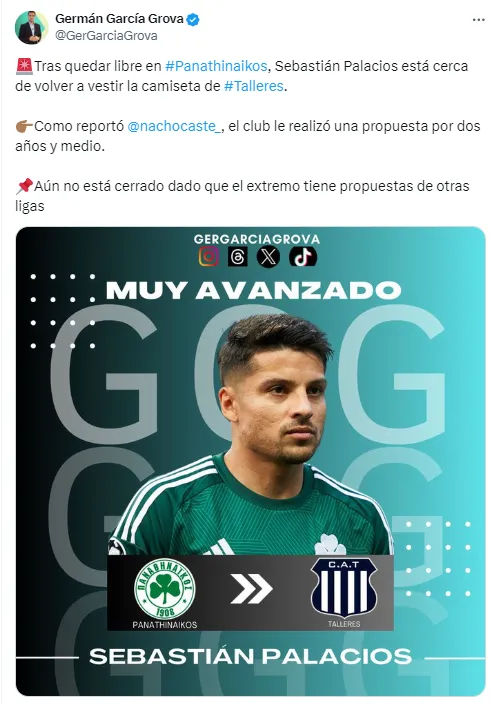 Palacios, cerca de Talleres.